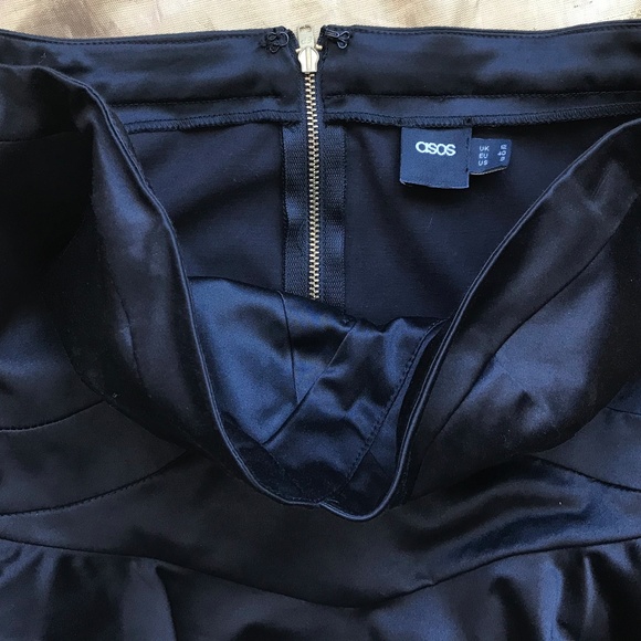 Like NEW!  ASOS Black Peplum Strapless Dress - Picture 3 of 5